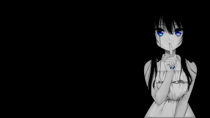 Anime girl with blue eyes and black hair