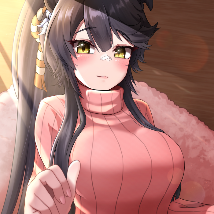 Narita Brian from Uma Musume Pretty Derby in a pink sweater