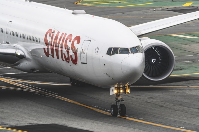 Swiss airplane on the tarmac