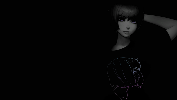 Anime girl with purple eyes on a dark background