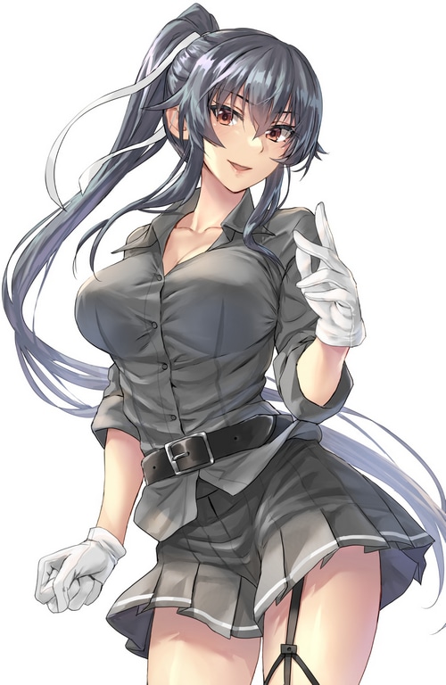 Yahagi from Kantai Collection in a grey uniform