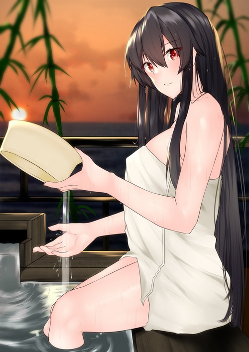 Yahagi from Kantai Collection in a towel