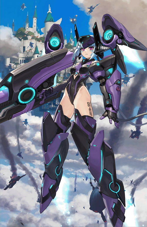Android Mk.99 from Guardian Tales in a mecha suit