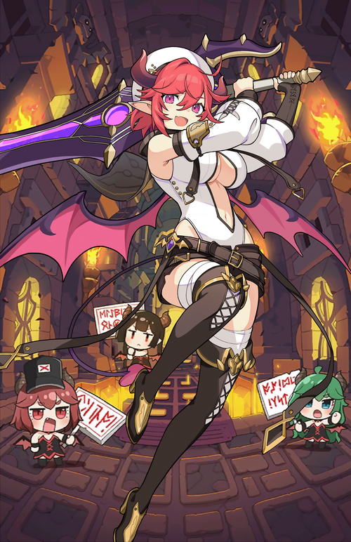Guardian Tales Yuze with Sword and Companions