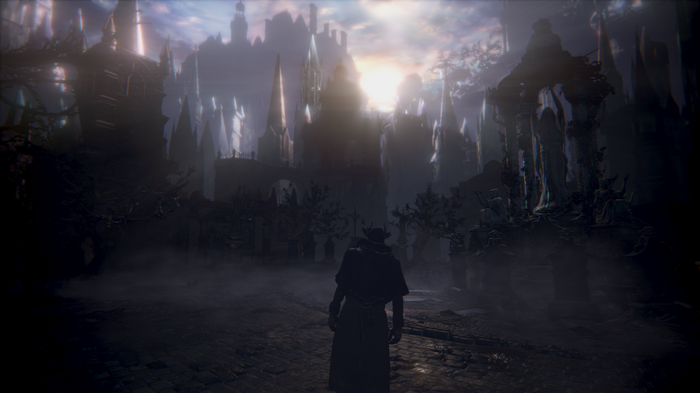 4K Bloodborne Hunter in a Gothic City