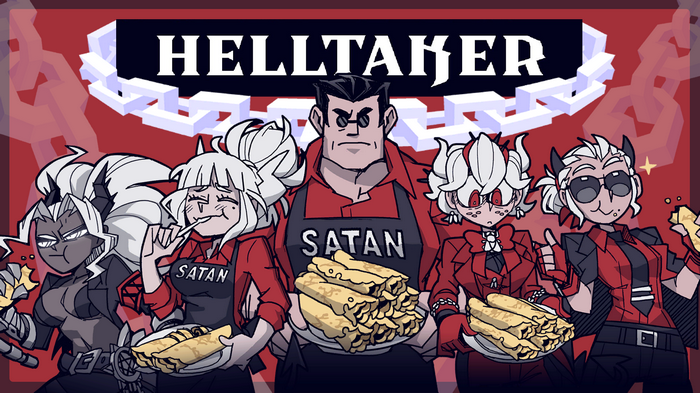Helltaker characters holding crepes