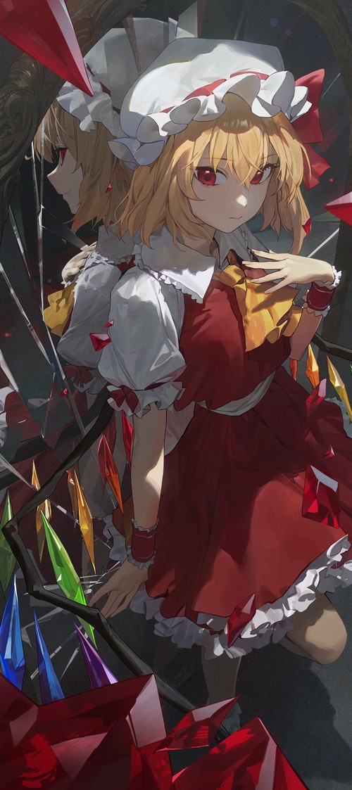 Flandre Scarlet from Touhou with red eyes and blonde hair