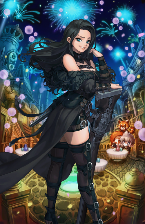 Hekate from Guardian Tales with a sniper rifle