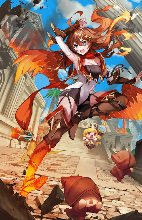 Scintilla from Guardian Tales with Flame Wings