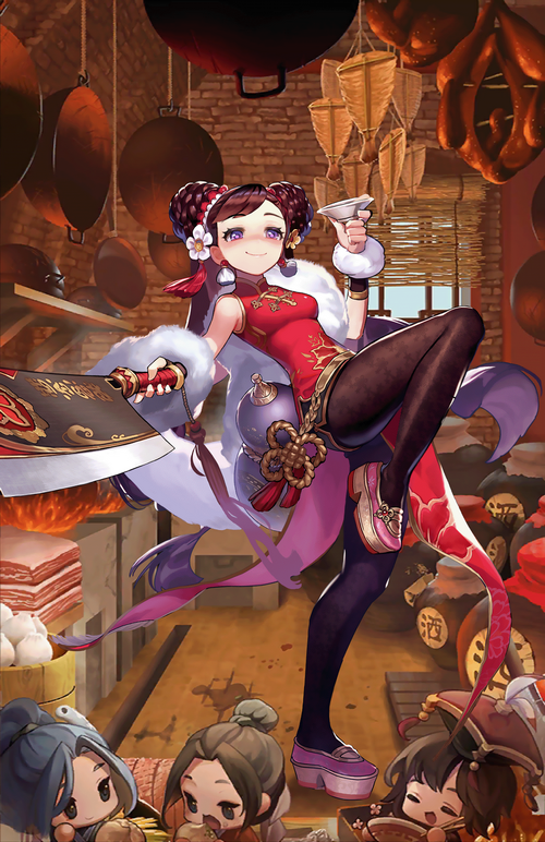 Lynn with Sake in a Kitchen - Guardian Tales