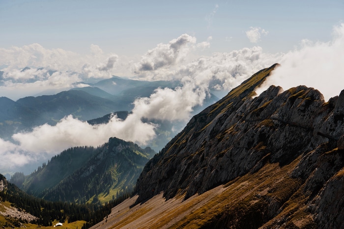 Mountains and clouds in a scenic landscape