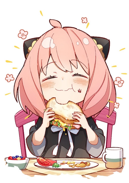 Anya Forger eating a sandwich from Spy x Family