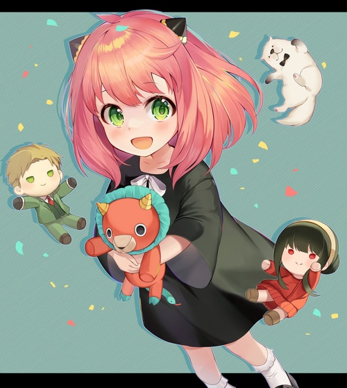 Anya Forger with plush toys from Spy x Family