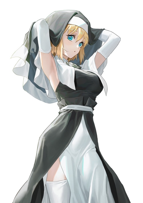 Iris from Fire Force in a Nun Outfit