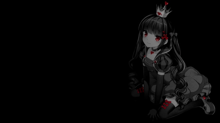 Anime girl with crown and red eyes