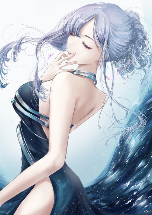 AK-12 from Girls Frontline in a dark dress