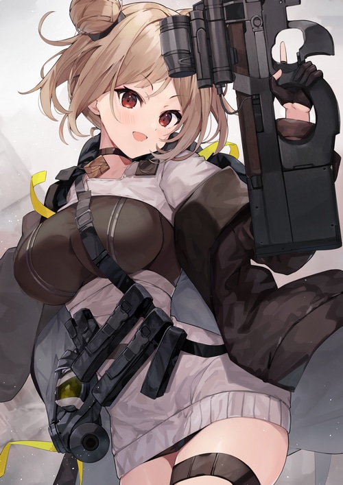 Girls' Frontline fan art of a girl with a P90