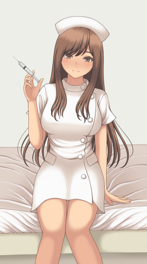 Anime nurse holding a syringe, fan art