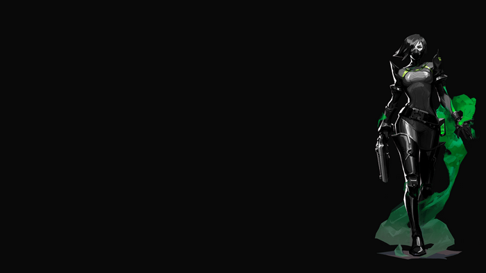 Viper from Valorant with green smoke