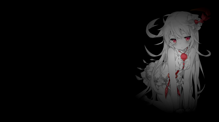 4K anime girl with red eyes and red accents