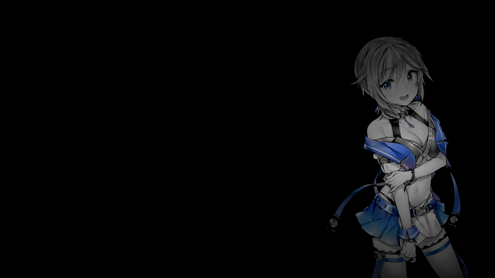 Anime girl with blue accents on black background