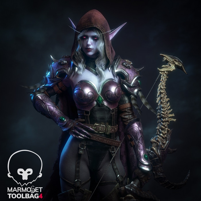 Sylvanas Windrunner with a bone bow
