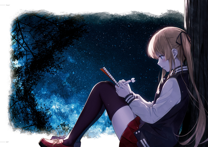 Sawamura Eriri Spencer writing under the stars