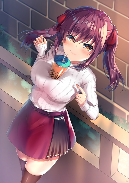 Amasawa Ichika from Classroom of the Elite with a drink
