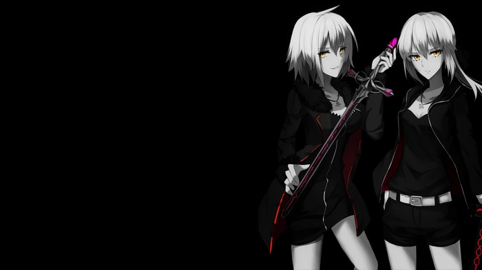 Two women with swords and yellow eyes