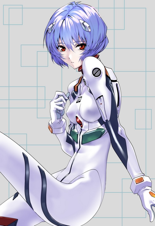 Ayanami Rei in a white bodysuit from Neon Genesis Evangelion