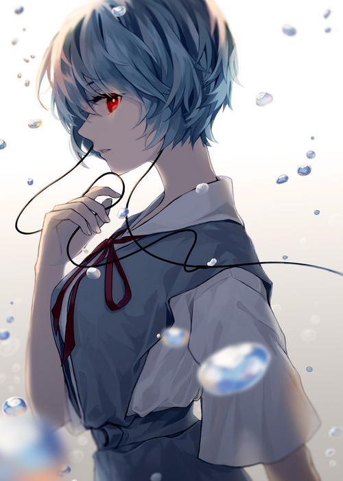 Ayanami Rei from Neon Genesis Evangelion with blue hair