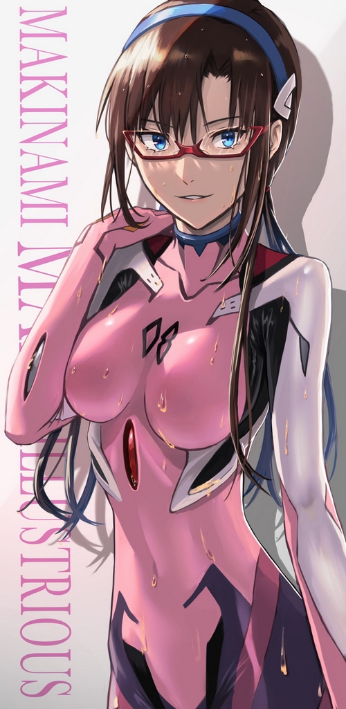 Makinami Mari Illustrious in a pink bodysuit