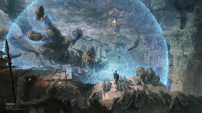 4K Magic Shield Protects City from Giant Stone Hand