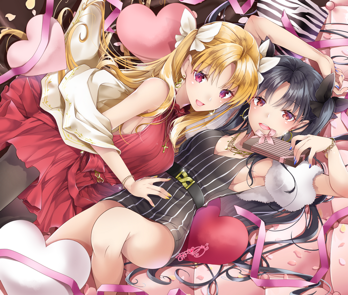 Ishtar and Ereshkigal from Fate/Grand Order with chocolates