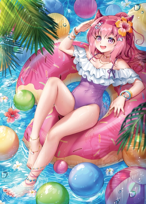 Haru Urara from Uma Musume Pretty Derby in a pool