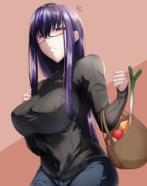 Murasaki Shikibu from Fate/Grand Order with groceries
