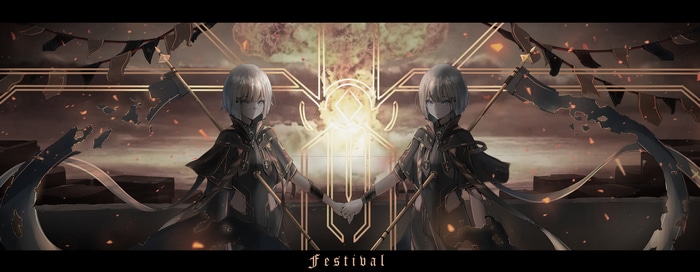 4K Festival: Two girls holding hands with explosion background