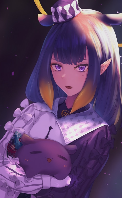 Ninomae Ina'nis from Hololive holding a plushie