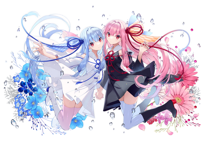Kotonoha Akane and Aoi with flowers and water