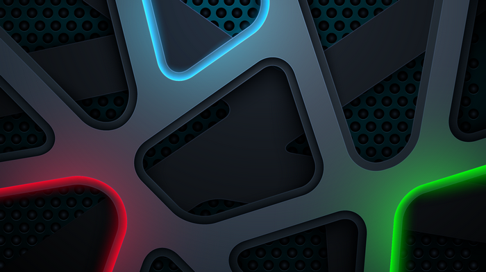 Abstract geometric shapes with neon lights