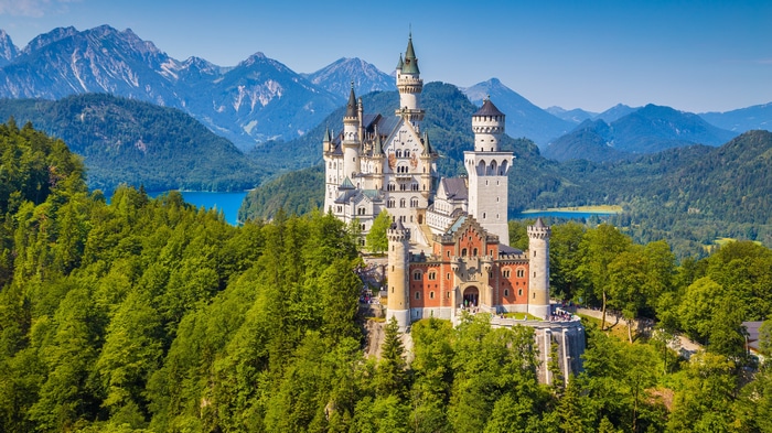 4K Neuschwanstein Castle Germany Mountains Landscape