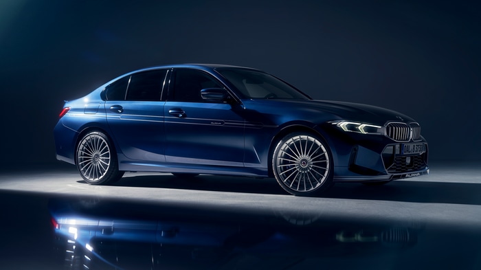Blue BMW Alpina Sedan with Reflection