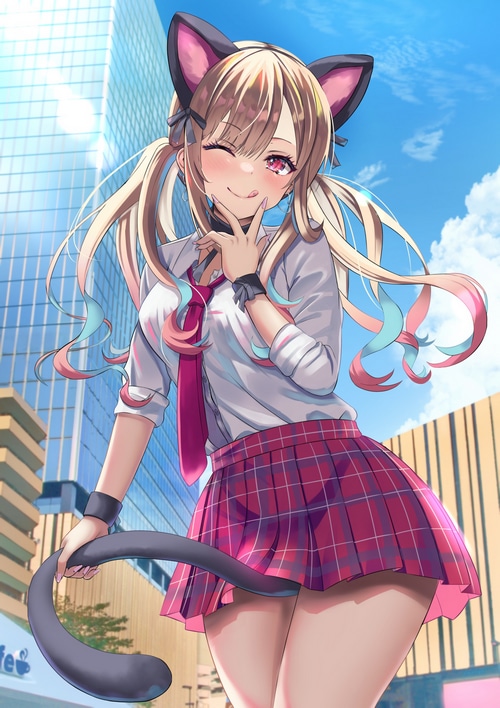 Kitagawa Marin with cat ears and tail