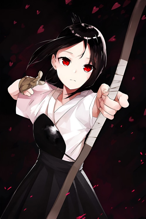 Kaguya Shinomiya with a bow and arrow