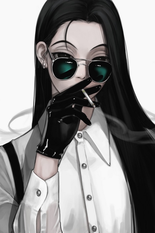 Alluka Zoldyck smoking with sunglasses