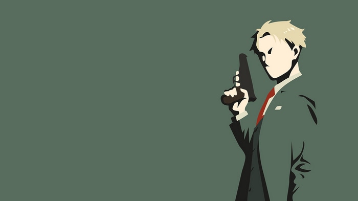 Loid Forger from Spy x Family holding a gun