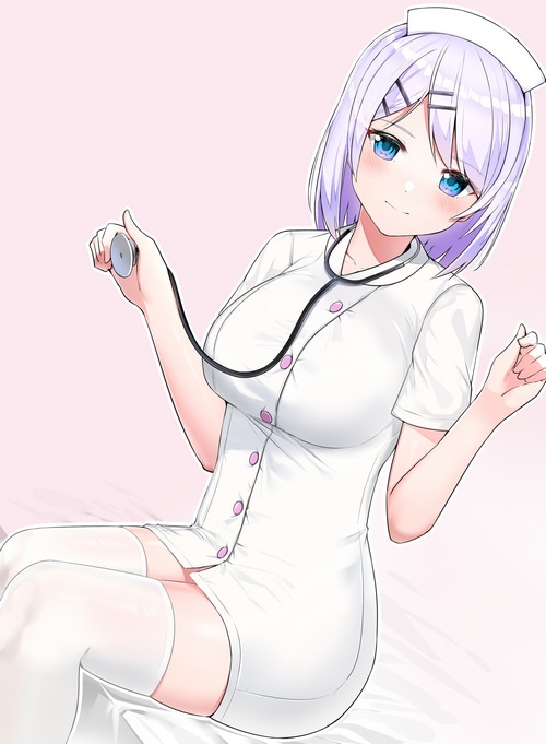 Nurse with Stethoscope and Blue Eyes