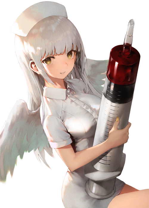 Angel Nurse with Giant Syringe