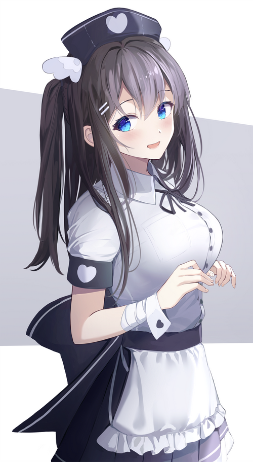 Anime girl in nurse outfit with blue eyes