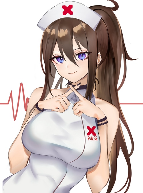 Nurse with Red Cross and Pulse Symbol